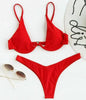 Neon V-bar Underwired Bikini Female Ribbed Swimsuit Women Swimwear Two-pieces Bikini set Push up Bathing Suit by Stevvex