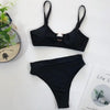 Women High Waist Bikini Swimsuit Swimwear Female Women Metal Ring Cross Bandage Bikini Set Swimsuit Two Piece Cutout Tie Back Bathing Suit Thong Bikini Set Bathing Suit Bather by Stevvex