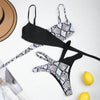 Women High Waist Bikini Swimsuit Swimwear Female Women Metal Ring Cross Bandage Bikini Set Swimsuit Two Piece Cutout Tie Back Bathing Suit Thong Bikini Set Bathing Suit Bather by Stevvex