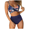 Modern Floral Bikini 2 Pieces Flower Print Bikini Set Women Crisscross High Waist String 2 Piece Bathing Suits High Waist Women's Swimsuit Shorts Solid Bikini Floral Summer Bikini Set by Stevvex