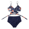 Modern Floral Bikini 2 Pieces Flower Print Bikini Set Women Crisscross High Waist String 2 Piece Bathing Suits High Waist Women's Swimsuit Shorts Solid Bikini Floral Summer Bikini Set by Stevvex