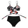 Modern Floral Bikini 2 Pieces Flower Print Bikini Set Women Crisscross High Waist String 2 Piece Bathing Suits High Waist Women's Swimsuit Shorts Solid Bikini Floral Summer Bikini Set by Stevvex