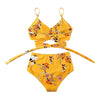 Modern Floral Bikini 2 Pieces Flower Print Bikini Set Women Crisscross High Waist String 2 Piece Bathing Suits High Waist Women's Swimsuit Shorts Solid Bikini Floral Summer Bikini Set by Stevvex