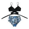 Modern Floral Bikini 2 Pieces Flower Print Bikini Set Women Crisscross High Waist String 2 Piece Bathing Suits High Waist Women's Swimsuit Shorts Solid Bikini Floral Summer Bikini Set by Stevvex