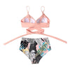 Modern Floral Bikini 2 Pieces Flower Print Bikini Set Women Crisscross High Waist String 2 Piece Bathing Suits High Waist Women's Swimsuit Shorts Solid Bikini Floral Summer Bikini Set by Stevvex