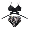 Modern Floral Bikini 2 Pieces Flower Print Bikini Set Women Crisscross High Waist String 2 Piece Bathing Suits High Waist Women's Swimsuit Shorts Solid Bikini Floral Summer Bikini Set by Stevvex