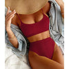 High Waist Bikinis Swimwear Women Push Up Swimsuits Solid High Waist Bikini Sets Sporty Two Pieces Swimsuit Scoop Neck Bathing Suits for Women Ribbed Bathing Suits High Cut Summer Beachwear by Stevvex