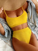 High Waist Bikinis Swimwear Women Push Up Swimsuits Solid High Waist Bikini Sets Sporty Two Pieces Swimsuit Scoop Neck Bathing Suits for Women Ribbed Bathing Suits High Cut Summer Beachwear by Stevvex