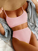 High Waist Bikinis Swimwear Women Push Up Swimsuits Solid High Waist Bikini Sets Sporty Two Pieces Swimsuit Scoop Neck Bathing Suits for Women Ribbed Bathing Suits High Cut Summer Beachwear by Stevvex