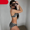 Push Up Women Bikinis Swimwear Women's Bathing Suits Push Up Halter Bandage Bikini Floral Printing Swim Bottoms Two Piece Swimsuits Women Swimsuits Bathing Suit Halter Leaf Print Beach Wear Plus Size by Stevvex