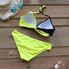 Push Up Women Bikinis Swimwear Women's Bathing Suits Push Up Halter Bandage Bikini Floral Printing Swim Bottoms Two Piece Swimsuits Women Swimsuits Bathing Suit Halter Leaf Print Beach Wear Plus Size by Stevvex