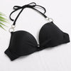 Halter Bikini Bandage Swimsuit Solid Swimwear Sport Liquid Metallic Shiny String Bikini 2 Piece Swimsuit Set Women Shiny Bikini Set Bathing Suit Push Up Two-piece Suit by Stevvex