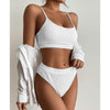 High Waist Bikinis Swimwear Women Push Up Swimsuits Solid High Waist Bikini Sets Sporty Two Pieces Swimsuit Scoop Neck Bathing Suits for Women Ribbed Bathing Suits High Cut Summer Beachwear by Stevvex
