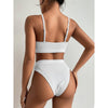 High Waist Bikinis Swimwear Women Push Up Swimsuits Solid High Waist Bikini Sets Sporty Two Pieces Swimsuit Scoop Neck Bathing Suits for Women Ribbed Bathing Suits High Cut Summer Beachwear by Stevvex