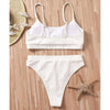 High Waist Bikinis Swimwear Women Push Up Swimsuits Solid High Waist Bikini Sets Sporty Two Pieces Swimsuit Scoop Neck Bathing Suits for Women Ribbed Bathing Suits High Cut Summer Beachwear by Stevvex