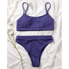 High Waist Bikinis Swimwear Women Push Up Swimsuits Solid High Waist Bikini Sets Sporty Two Pieces Swimsuit Scoop Neck Bathing Suits for Women Ribbed Bathing Suits High Cut Summer Beachwear by Stevvex