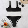 High Waist Bikinis Swimwear Women Push Up Swimsuits Solid High Waist Bikini Sets Sporty Two Pieces Swimsuit Scoop Neck Bathing Suits for Women Ribbed Bathing Suits High Cut Summer Beachwear by Stevvex