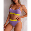 High Waist Bikinis Swimwear Women Push Up Swimsuits Solid High Waist Bikini Sets Sporty Two Pieces Swimsuit Scoop Neck Bathing Suits for Women Ribbed Bathing Suits High Cut Summer Beachwear by Stevvex