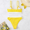 High Waist Bikinis Swimwear Women Push Up Swimsuits Solid High Waist Bikini Sets Sporty Two Pieces Swimsuit Scoop Neck Bathing Suits for Women Ribbed Bathing Suits High Cut Summer Beachwear by Stevvex
