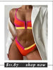 High Waist Bikinis Swimwear Women Push Up Swimsuits Solid High Waist Bikini Sets Sporty Two Pieces Swimsuit Scoop Neck Bathing Suits for Women Ribbed Bathing Suits High Cut Summer Beachwear by Stevvex