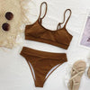 High Waist Bikini Swimsuits Women Push Up Swimwear Ribbed Bathing Suit Strap Bikinis Set Beachwear High Waist Bathing Suit Full Coverage Two Piece Swimsuit by Stevvex