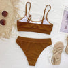 High Waist Bikini Swimsuits Women Push Up Swimwear Ribbed Bathing Suit Strap Bikinis Set Beachwear High Waist Bathing Suit Full Coverage Two Piece Swimsuit by Stevvex