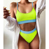 High Waist Bikini Swimsuits Women Push Up Swimwear Ribbed Bathing Suit Strap Bikinis Set Beachwear High Waist Bathing Suit Full Coverage Two Piece Swimsuit by Stevvex