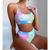 High Waist Bikini Swimsuits Women Push Up Swimwear Ribbed Bathing Suit Strap Bikinis Set Beachwear High Waist Bathing Suit Full Coverage Two Piece Swimsuit by Stevvex
