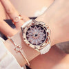 Luxury White Flower Womens Watch Analog Quartz Waterproof Wristwatches Elegant Leather Strap Modern Design by Stevvex