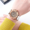Luxury White Flower Womens Watch Analog Quartz Waterproof Wristwatches Elegant Leather Strap Modern Design by Stevvex