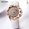 Luxury White Flower Womens Watch Analog Quartz Waterproof Wristwatches Elegant Leather Strap Modern Design by Stevvex