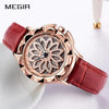 Luxury White Flower Womens Watch Analog Quartz Waterproof Wristwatches Elegant Leather Strap Modern Design by Stevvex