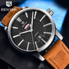 Business Fashion Men Watches Brown Luxury Military Leather Band Wristwatches Date Week Display Watch by Stevvex