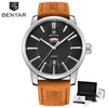 Business Fashion Men Watches Brown Luxury Military Leather Band Wristwatches Date Week Display Watch by Stevvex