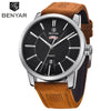 Business Fashion Men Watches Brown Luxury Military Leather Band Wristwatches Date Week Display Watch by Stevvex
