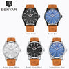 Business Fashion Men Watches Brown Luxury Military Leather Band Wristwatches Date Week Display Watch by Stevvex
