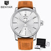 Business Fashion Men Watches Brown Luxury Military Leather Band Wristwatches Date Week Display Watch by Stevvex
