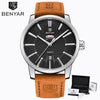 Business Fashion Men Watches Brown Luxury Military Leather Band Wristwatches Date Week Display Watch by Stevvex