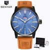 Business Fashion Men Watches Brown Luxury Military Leather Band Wristwatches Date Week Display Watch by Stevvex