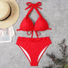 Push Up Bikini New Two Piece Swimsuit Women High Waist Black Pink Bikinis Set Women's Halter Padded Top Push Up Bikini Set Two Piece Swimsuits Bathing Suits Beachwear Swimwear Beachwear Bathing Suit by Stevvex