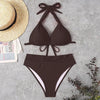 Push Up Bikini New Two Piece Swimsuit Women High Waist Black Pink Bikinis Set Women's Halter Padded Top Push Up Bikini Set Two Piece Swimsuits Bathing Suits Beachwear Swimwear Beachwear Bathing Suit by Stevvex