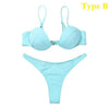 Push Up Unpadded Bikini Set Women 4 Colors Bandage Bikini Set Swimsuit Thong Bottom Swimwear Two Pieces Plain Bikini Bathing Suit Swimwear Bathing by Stevvex