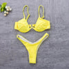 Push Up Unpadded Bikini Set Women 4 Colors Bandage Bikini Set Swimsuit Thong Bottom Swimwear Two Pieces Plain Bikini Bathing Suit Swimwear Bathing by Stevvex