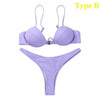 Push Up Unpadded Bikini Set Women 4 Colors Bandage Bikini Set Swimsuit Thong Bottom Swimwear Two Pieces Plain Bikini Bathing Suit Swimwear Bathing by Stevvex