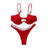 Push Up Unpadded Bikini Set Women 4 Colors Bandage Bikini Set Swimsuit Thong Bottom Swimwear Two Pieces Plain Bikini Bathing Suit Swimwear Bathing by Stevvex