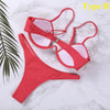 Push Up Unpadded Bikini Set Women 4 Colors Bandage Bikini Set Swimsuit Thong Bottom Swimwear Two Pieces Plain Bikini Bathing Suit Swimwear Bathing by Stevvex