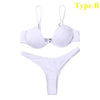 Push Up Unpadded Bikini Set Women 4 Colors Bandage Bikini Set Swimsuit Thong Bottom Swimwear Two Pieces Plain Bikini Bathing Suit Swimwear Bathing by Stevvex