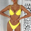 Push Up Unpadded Bikini Set Women 4 Colors Bandage Bikini Set Swimsuit Thong Bottom Swimwear Two Pieces Plain Bikini Bathing Suit Swimwear Bathing by Stevvex
