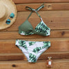Push Up Women Bikinis Swimwear Women's Bathing Suits Push Up Halter Bandage Bikini Floral Printing Swim Bottoms Two Piece Swimsuits Women Swimsuits Bathing Suit Halter Leaf Print Beach Wear Plus Size by Stevvex