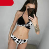 Push Up Women Bikinis Swimwear Women's Bathing Suits Push Up Halter Bandage Bikini Floral Printing Swim Bottoms Two Piece Swimsuits Women Swimsuits Bathing Suit Halter Leaf Print Beach Wear Plus Size by Stevvex